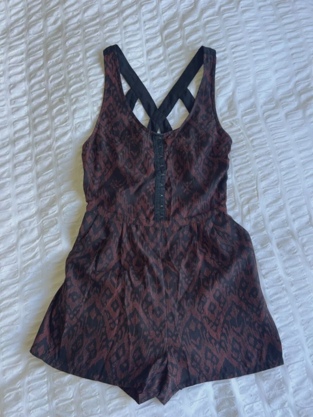 Black and Brown abstract design playsuit from Pins and Needles